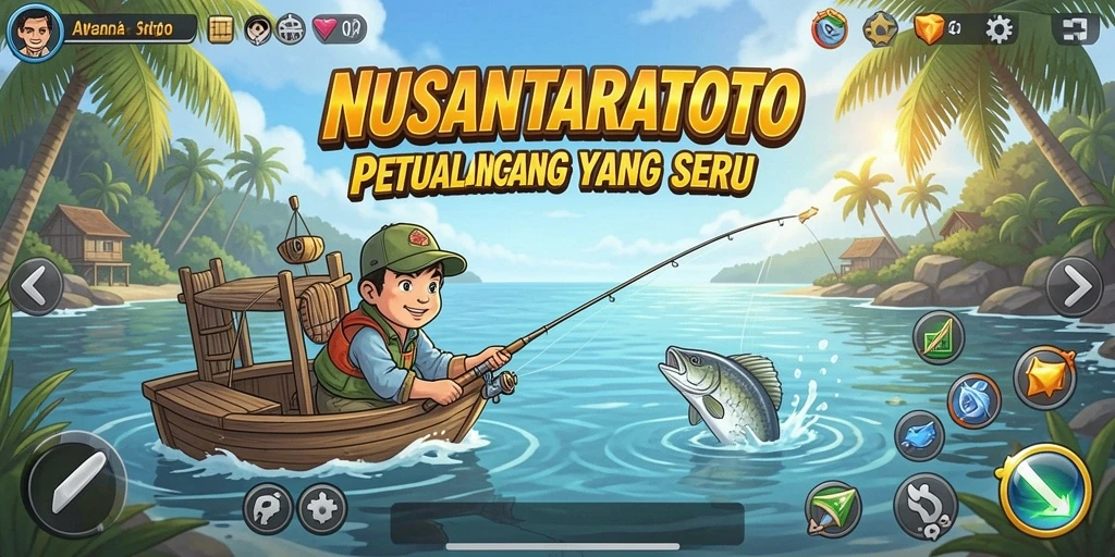 Gameplay seru NUSANTARATOTO saat menangkap ikan di laut.