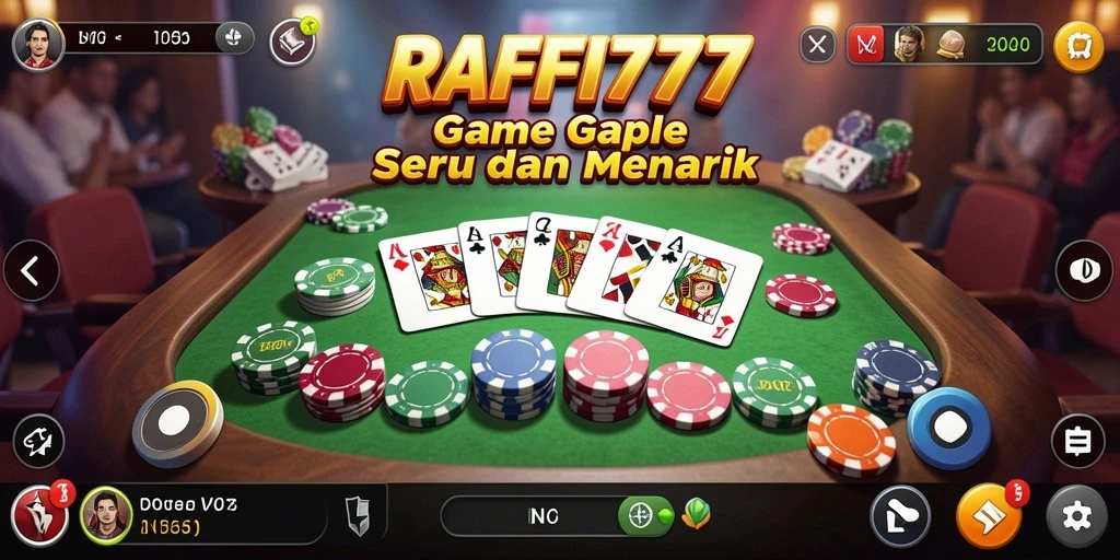 Tampilan gameplay RAFFI777 menampilkan keseruan bermain Gaple secara daring.