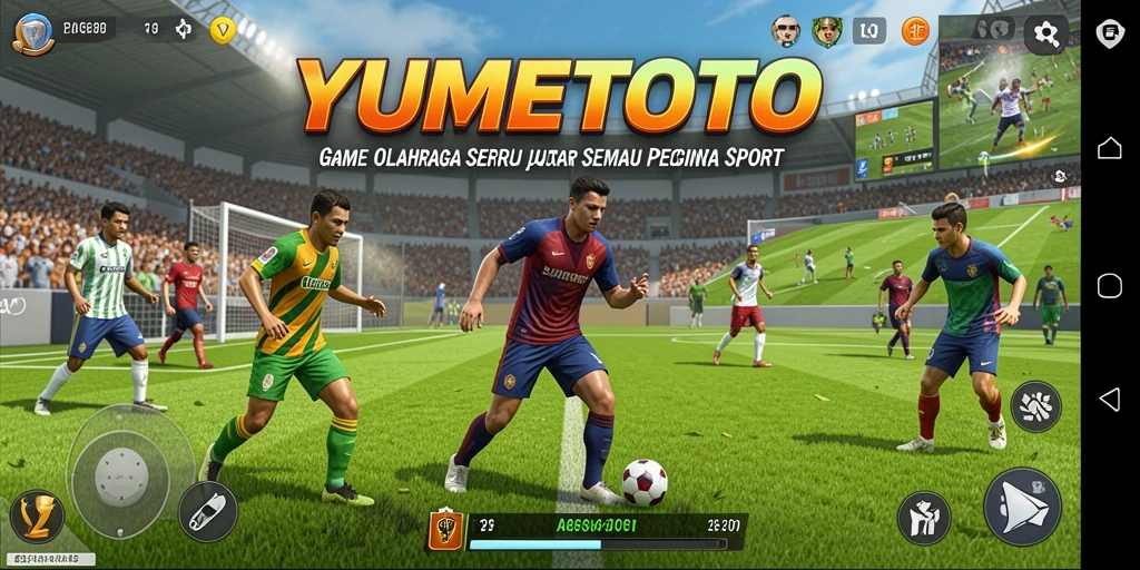 Screenshot gameplay YUMETOTO menampilkan duel seru antar tim di lapangan.